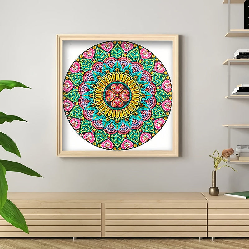 Blume und Herz Mandala Sonderform Diamond Painting