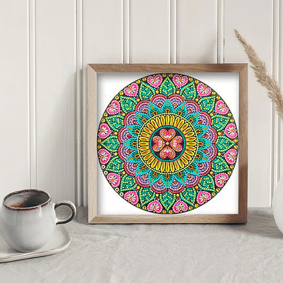 Blume und Herz Mandala Sonderform Diamond Painting