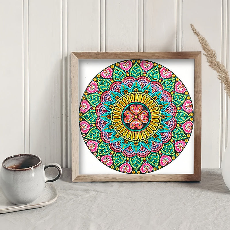 Blume und Herz Mandala Sonderform Diamond Painting