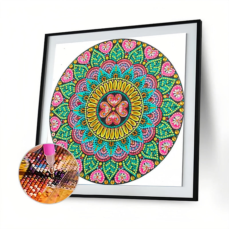 Blume und Herz Mandala Sonderform Diamond Painting