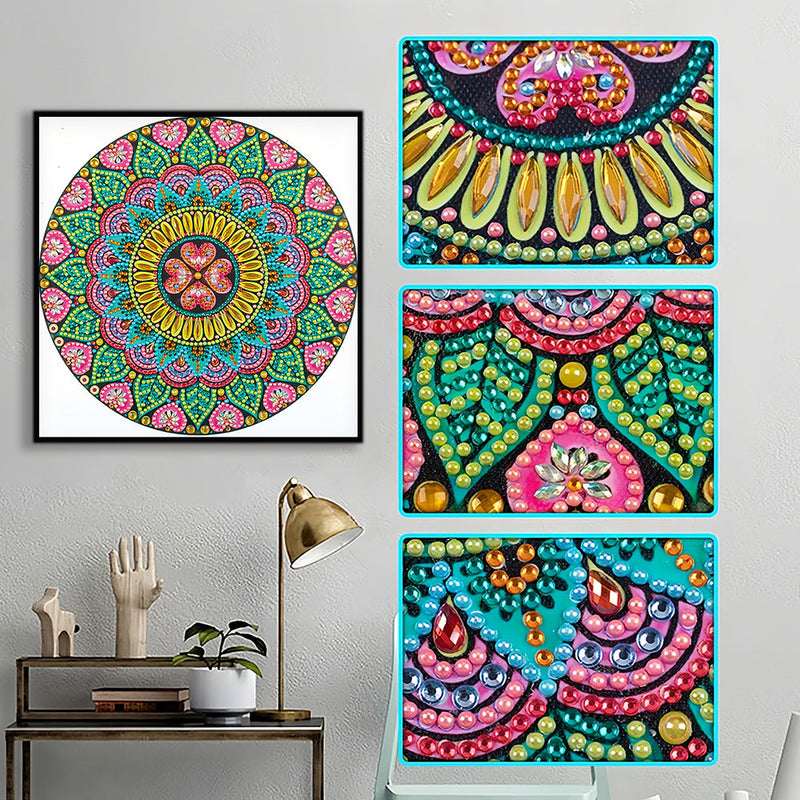 Blume und Herz Mandala Sonderform Diamond Painting