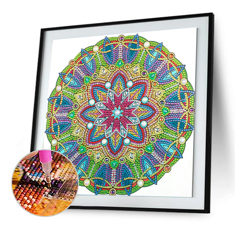 Grünes Mandala Sonderform Diamond Painting