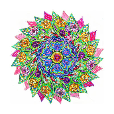 Grüne und Rosa Blätter Mandala Sonderform Diamond Painting