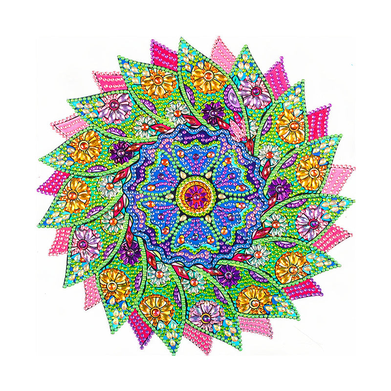 Grüne und Rosa Blätter Mandala Sonderform Diamond Painting