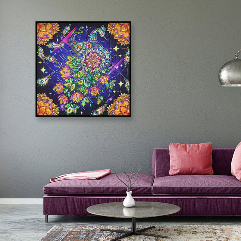 Mystischer Pfau und Goldenes Mandala Sonderform Diamond Painting