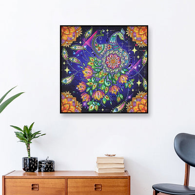 Mystischer Pfau und Goldenes Mandala Sonderform Diamond Painting