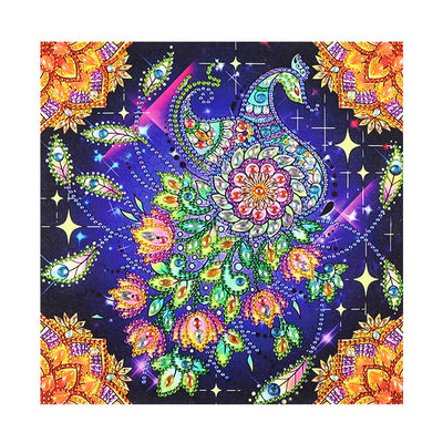 Mystischer Pfau und Goldenes Mandala Sonderform Diamond Painting