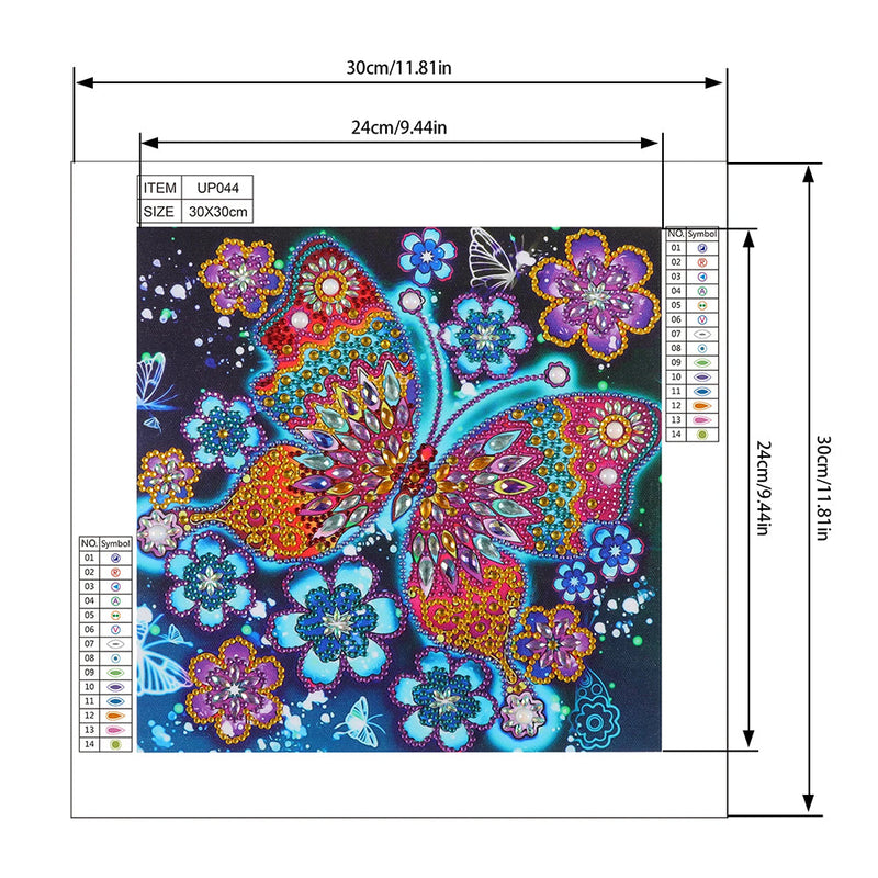 Bunter Schmetterling und Blumen Sonderform Diamond Painting