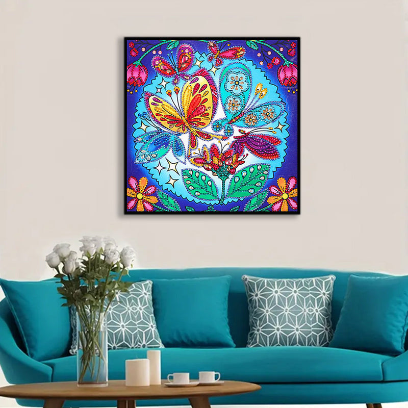 Bunte Schmetterlinge und Pflanzen Sonderform Diamond Painting