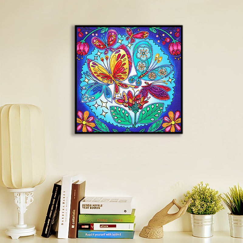 Bunte Schmetterlinge und Pflanzen Sonderform Diamond Painting