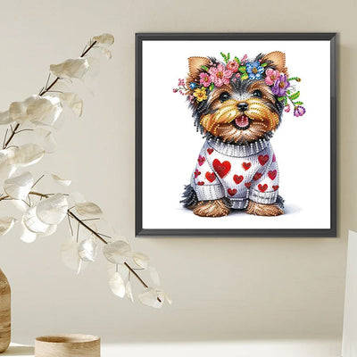 Yorkshire Terrier Trägt Einen Kranz Sonderform Diamond Painting