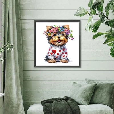 Yorkshire Terrier Trägt Einen Kranz Sonderform Diamond Painting