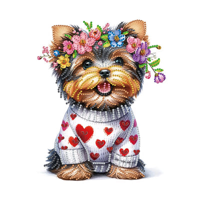 Yorkshire Terrier Trägt Einen Kranz Sonderform Diamond Painting