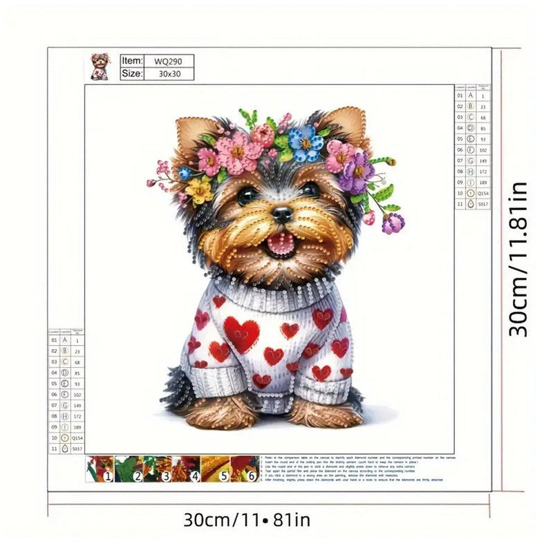 Yorkshire Terrier Trägt Einen Kranz Sonderform Diamond Painting