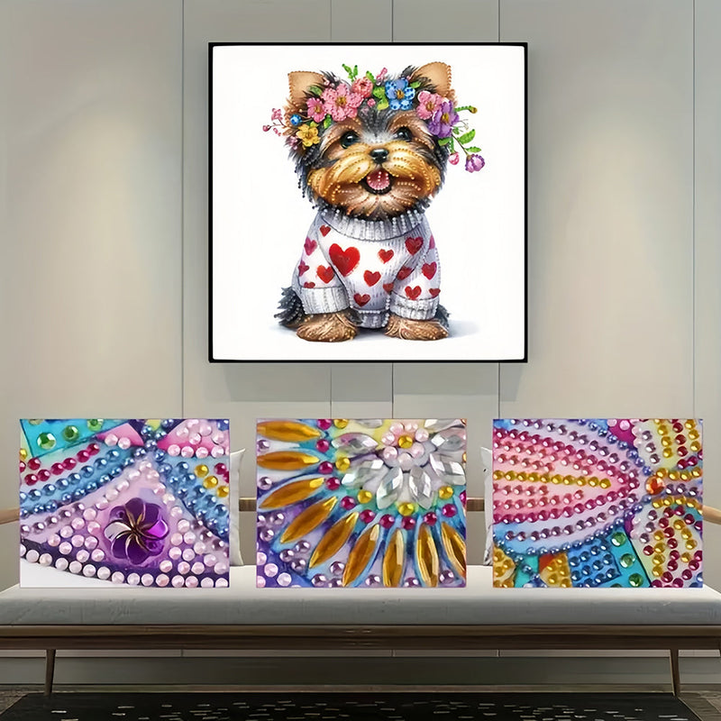 Yorkshire Terrier Trägt Einen Kranz Sonderform Diamond Painting