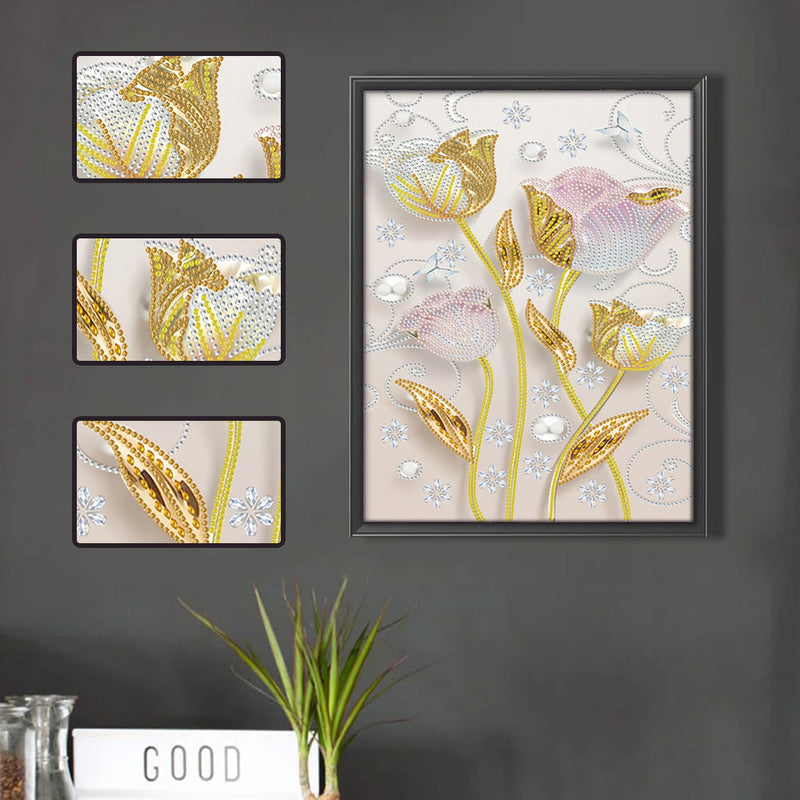 Goldene Tulpen Sonderform Diamond Painting