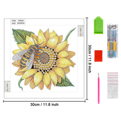 Biene auf Sonnenblume Sonderform Diamond Painting