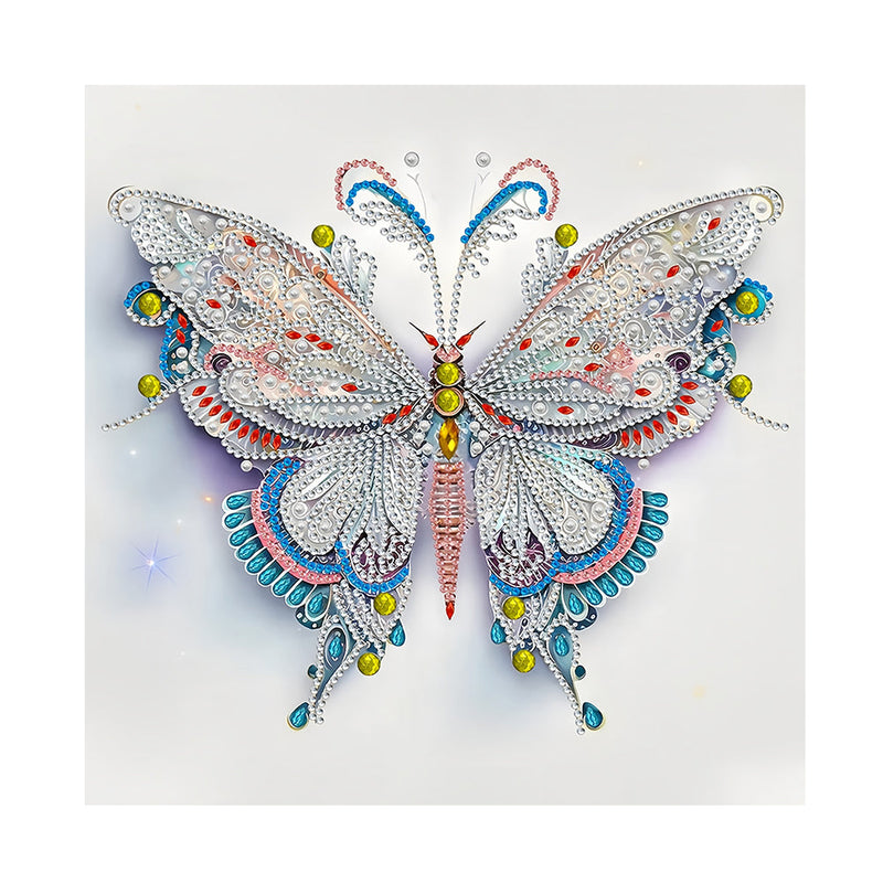 Weißer Blauer und Goldener Schmetterling Sonderform Diamond Painting