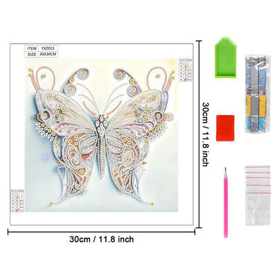 Weißer Schmetterling Sonderform Diamond Painting