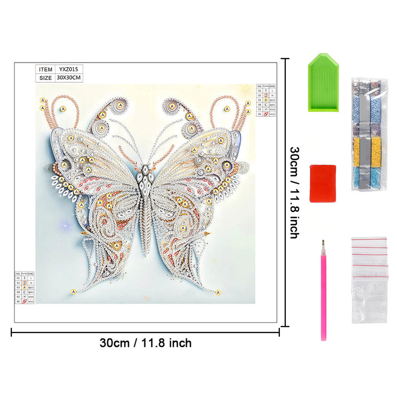 Weißer Schmetterling Sonderform Diamond Painting