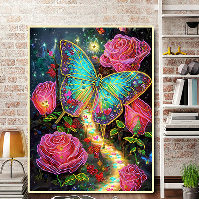 Mysteriöse Rose Schmetterling Sonderform Diamond Painting