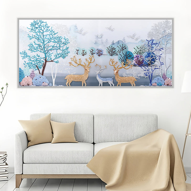 Elch Paradies im Wald Sonderform Diamond Painting