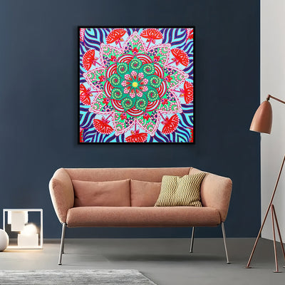 Grünes und Rotes Mandala Sonderform Diamond Painting