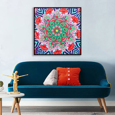 Grünes und Rotes Mandala Sonderform Diamond Painting