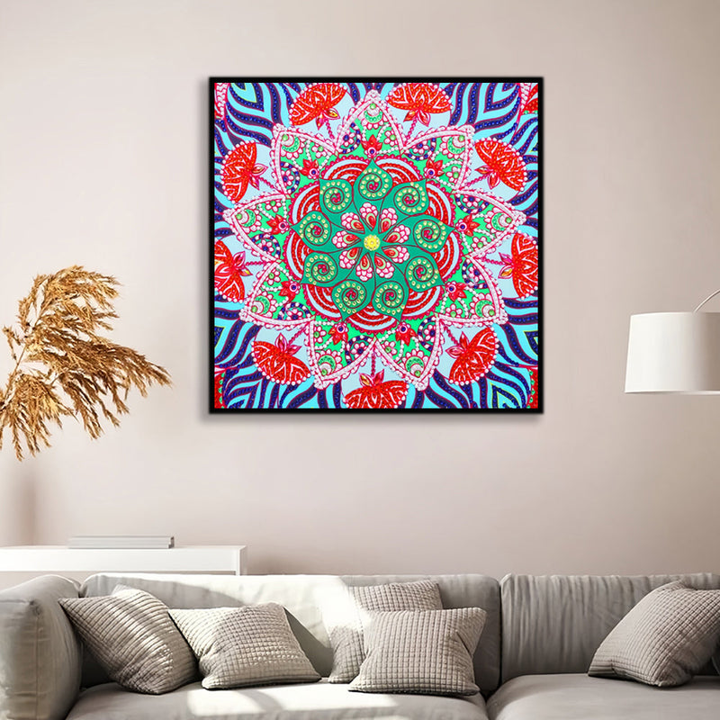 Grünes und Rotes Mandala Sonderform Diamond Painting