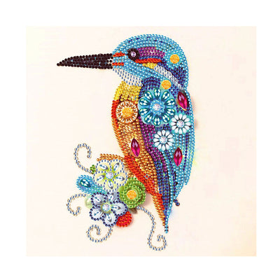 Blauer Kolibri und Gänseblümchen Sonderform Diamond Painting