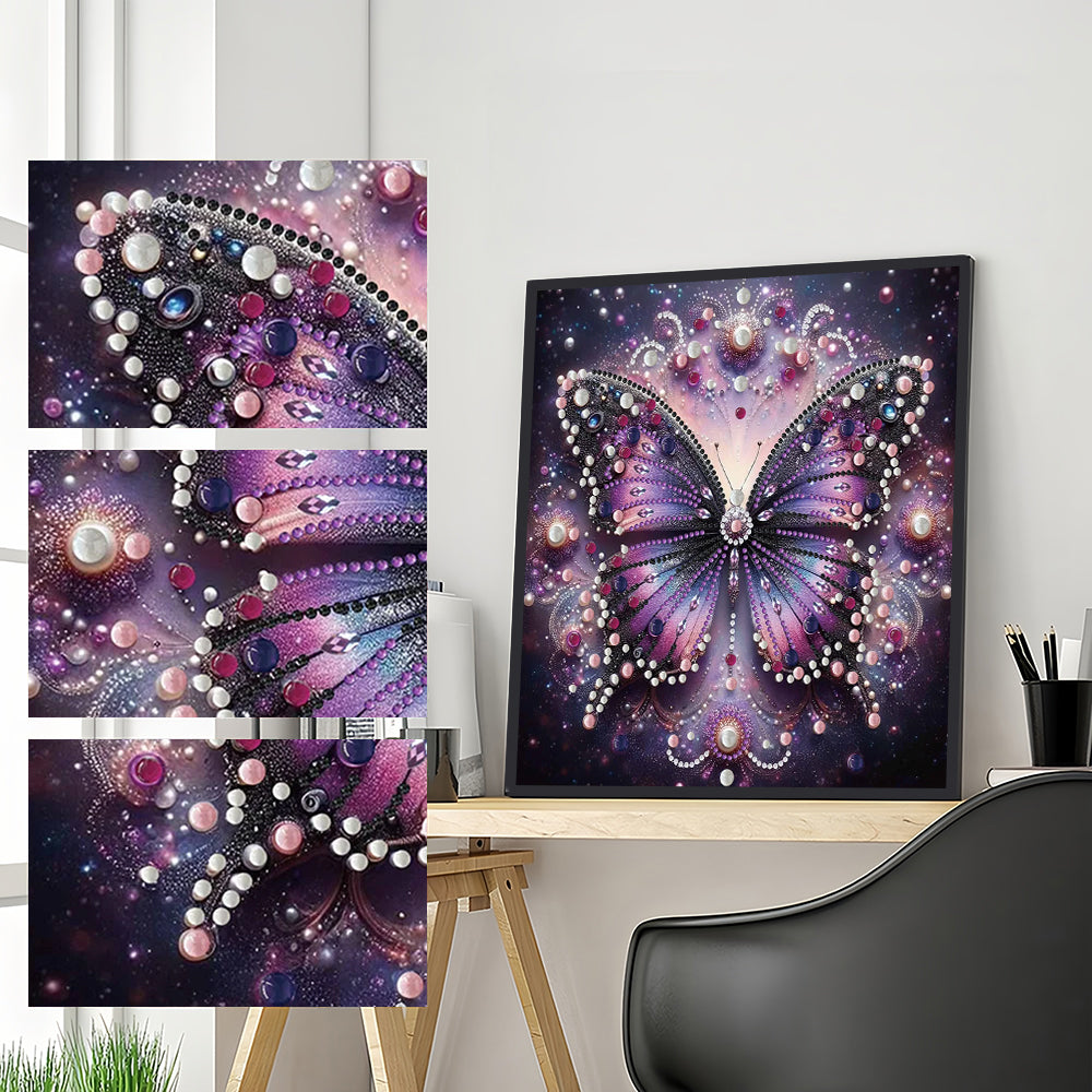 Mysteriöser Lila Schmetterling Sonderform Diamond Painting