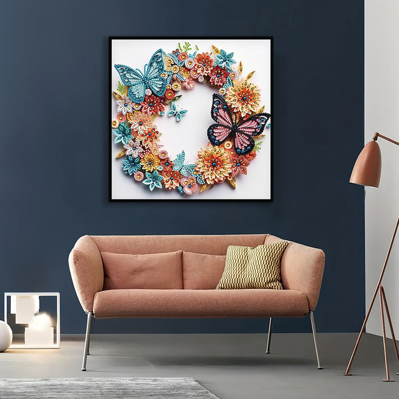 Bunte Schmetterling Kranz Sonderform Diamond Painting