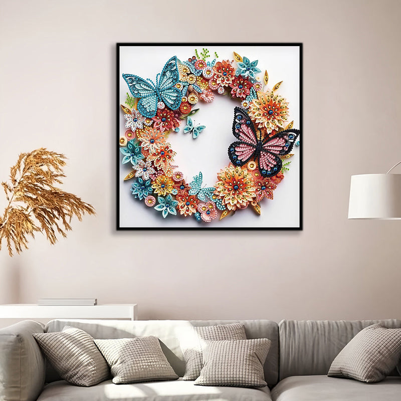 Bunte Schmetterling Kranz Sonderform Diamond Painting