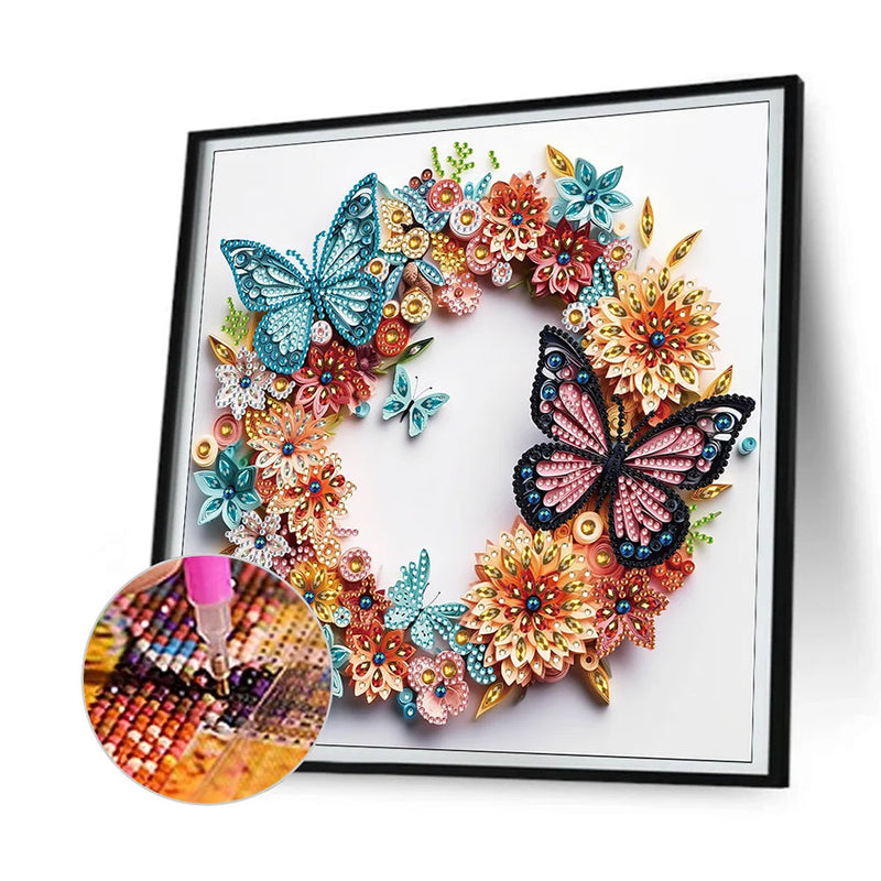 Bunte Schmetterling Kranz Sonderform Diamond Painting