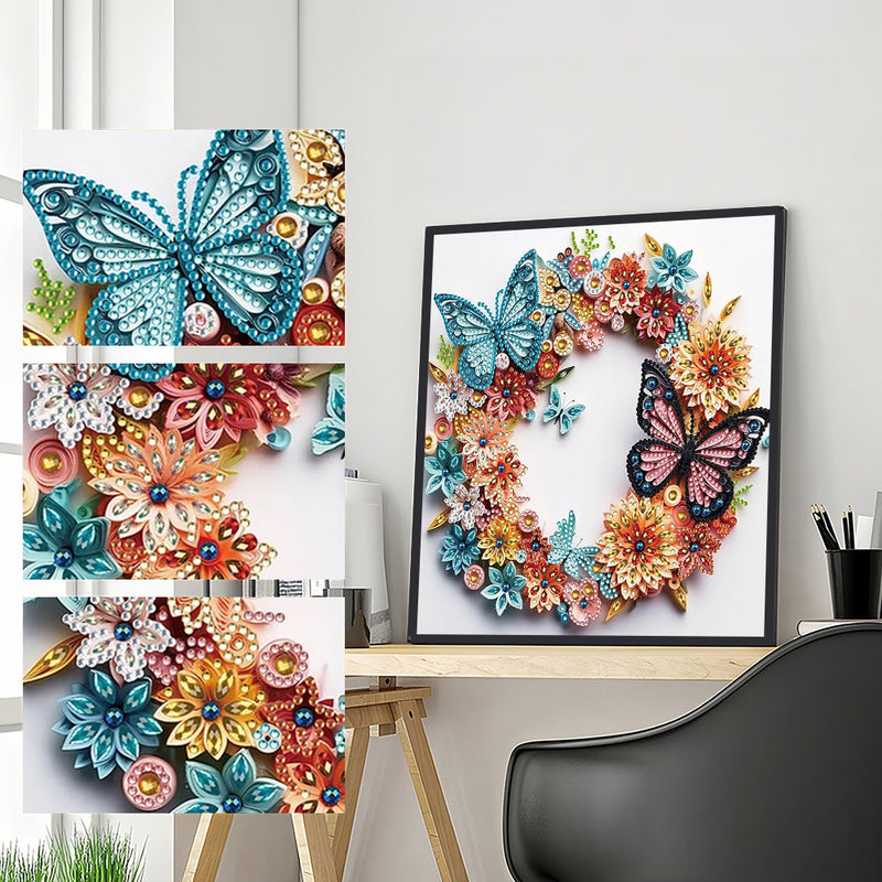 Bunte Schmetterling Kranz Sonderform Diamond Painting