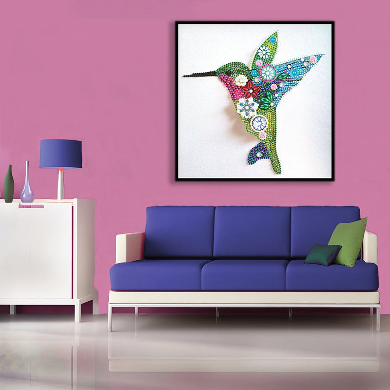 Grüner und Blauer Kolibri Sonderform Diamond Painting