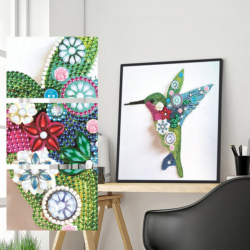 Grüner und Blauer Kolibri Sonderform Diamond Painting