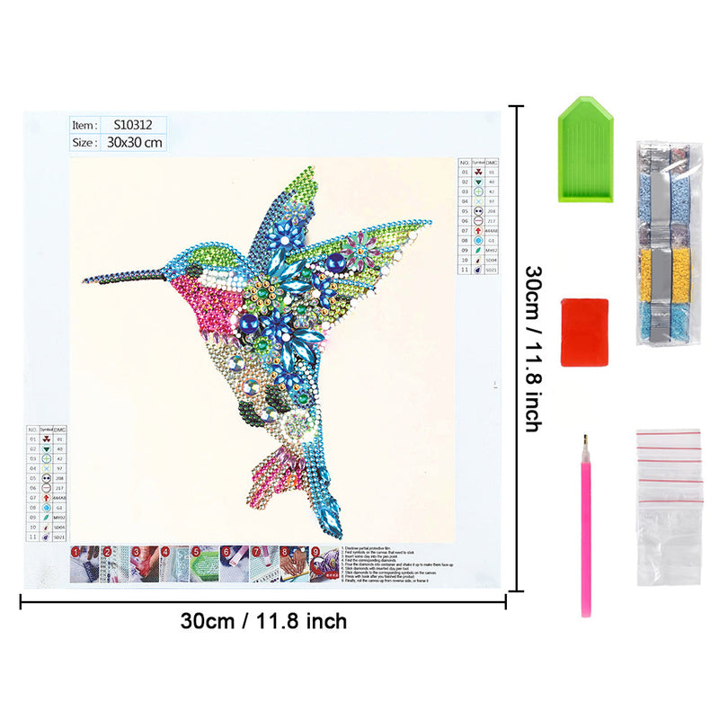 Blauer und Grüner Kolibri Sonderform Diamond Painting