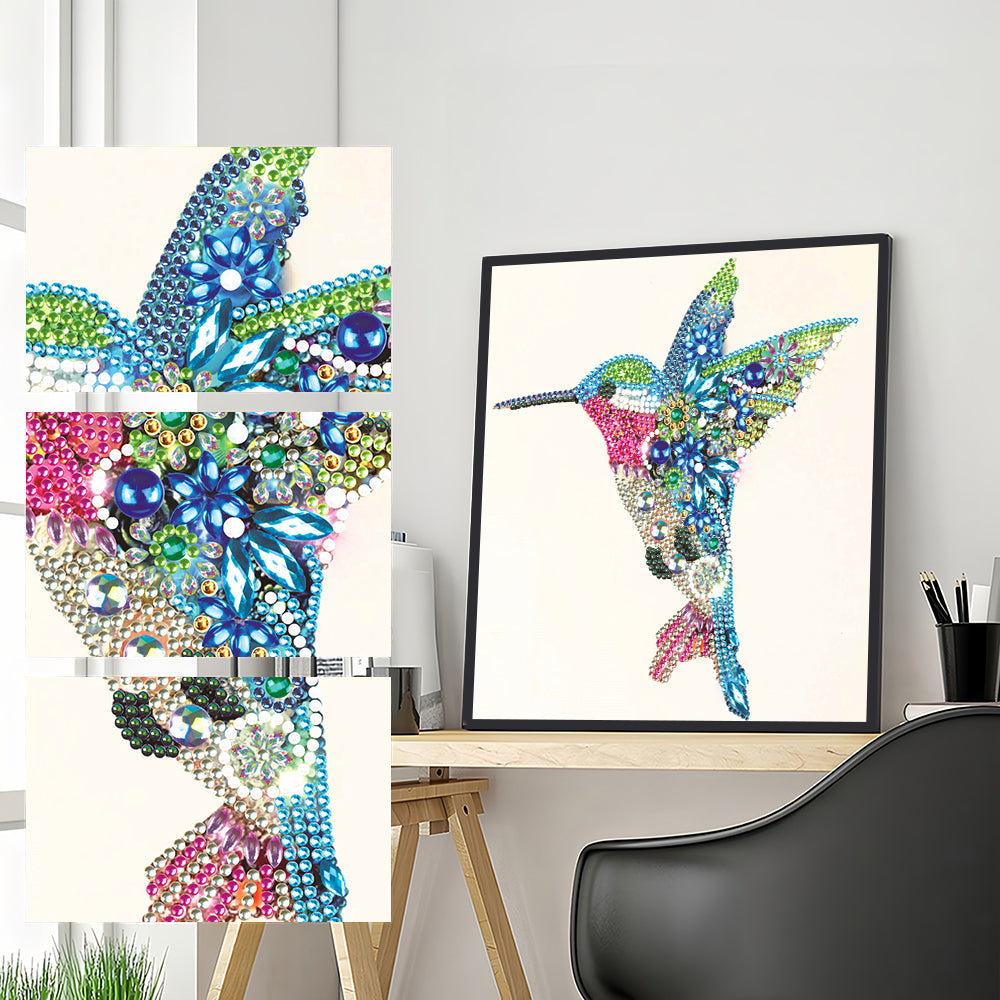 Blauer und Grüner Kolibri Sonderform Diamond Painting