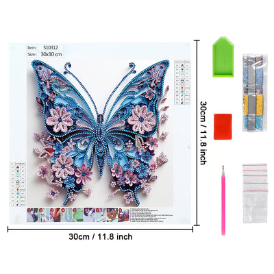 Blauer Schmetterling und Kleine Rosa Sonderform Diamond Painting