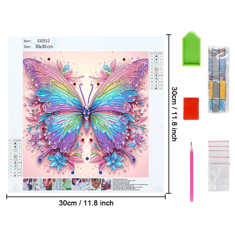 Blauer und Rosa Schmetterling Sonderform Diamond Painting