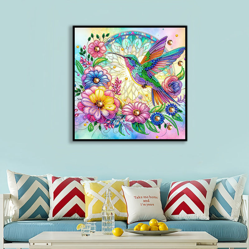 Kolibri und Kranz Sonderform Diamond Painting