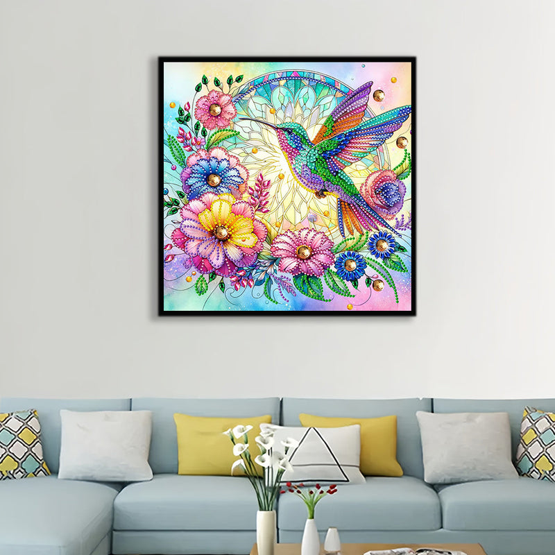 Kolibri und Kranz Sonderform Diamond Painting