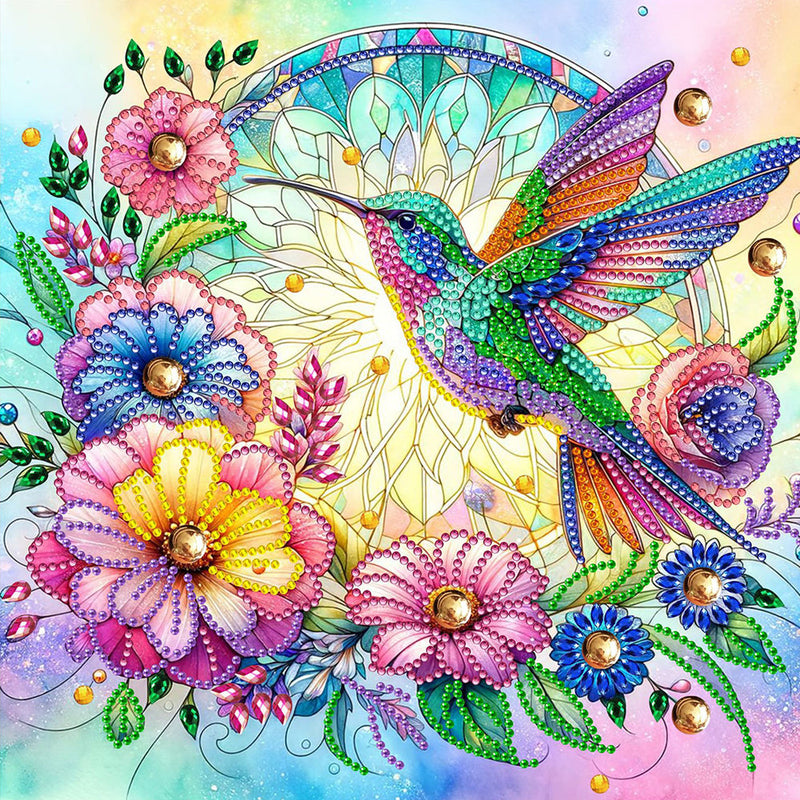 Kolibri und Kranz Sonderform Diamond Painting