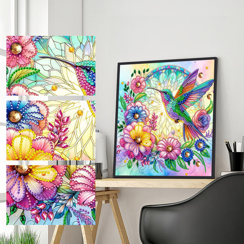 Kolibri und Kranz Sonderform Diamond Painting