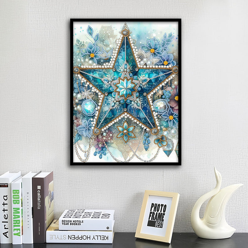 Eisblaue Blume Stern Sonderform Diamond Painting