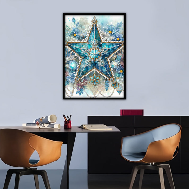 Eisblaue Blume Stern Sonderform Diamond Painting