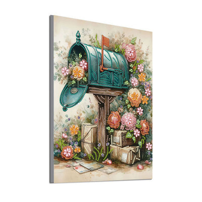 Briefkasten neben Blumen Sonderform Diamond Painting