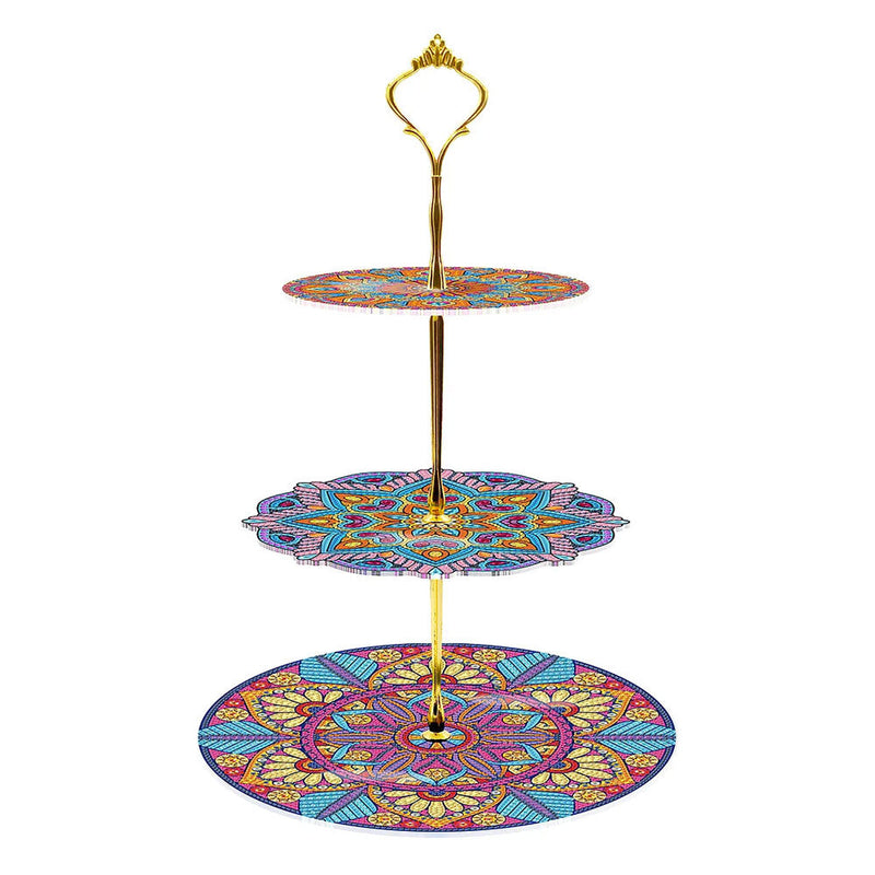 3-Stufig Buntes Mandala Acryl Serviertablett Diamond Painting