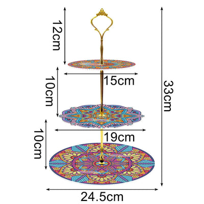 3-Stufig Buntes Mandala Acryl Serviertablett Diamond Painting